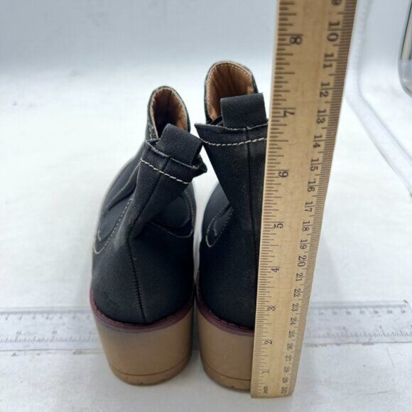 Women's Low Heel Ankle Boots Fashion Slip On Elastic Fall Booties Shoes Black - Picture 4 of 7